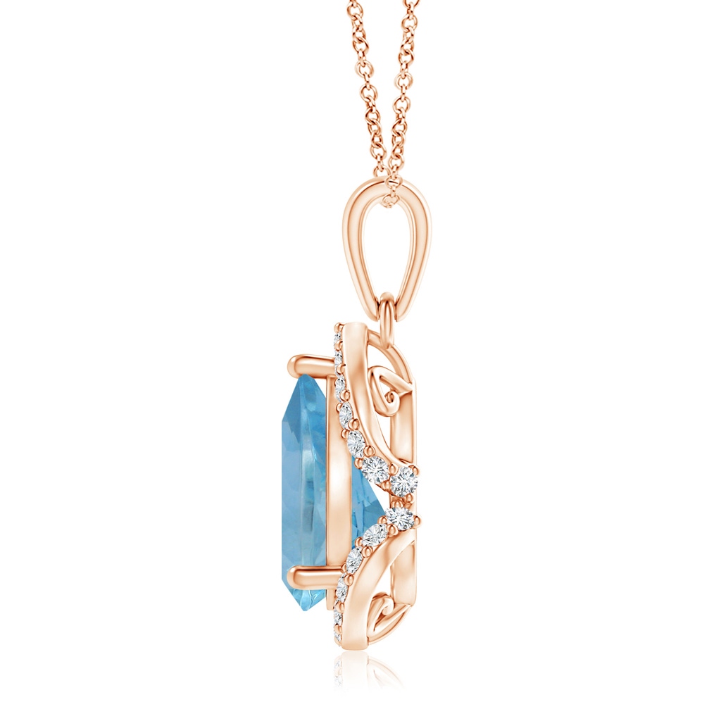 14.14x9.27x6.09mm AAA GIA Certified Pear Aquamarine Drop Pendant with Diamond Halo in 18K Rose Gold Side 199