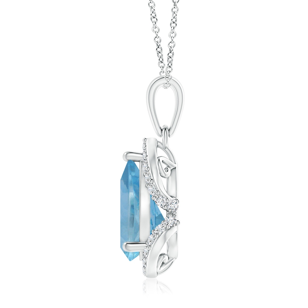 14.14x9.27x6.09mm AAA GIA Certified Pear Aquamarine Drop Pendant with Diamond Halo in White Gold Side 199