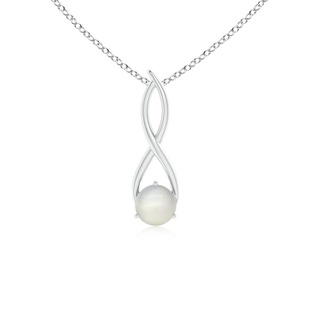6mm AAA Round Moonstone Infinity Twist Pendant in White Gold