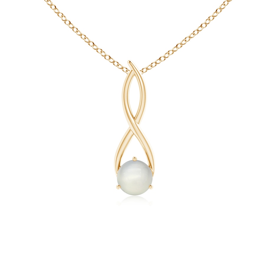 6mm AAA Round Moonstone Infinity Twist Pendant in Yellow Gold 