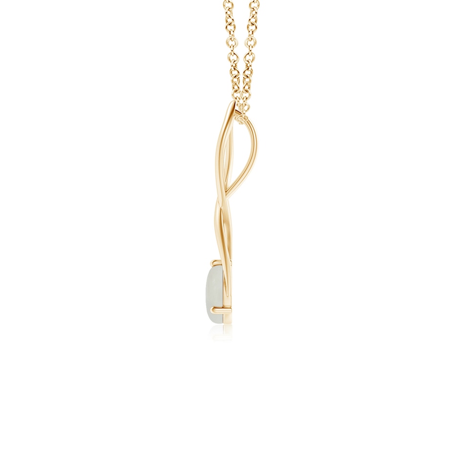 6mm AAA Round Moonstone Infinity Twist Pendant in Yellow Gold side 1