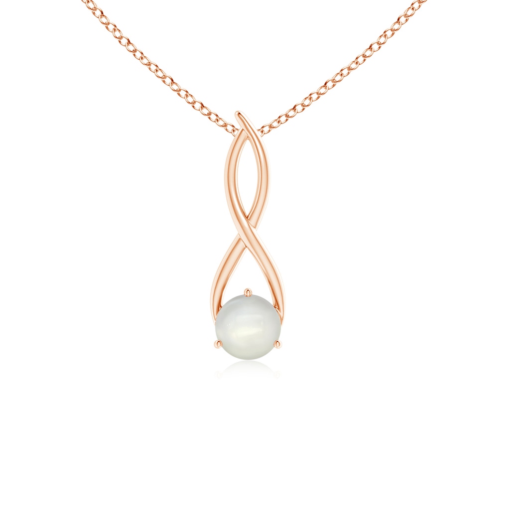 6mm AAAA Round Moonstone Infinity Twist Pendant in Rose Gold