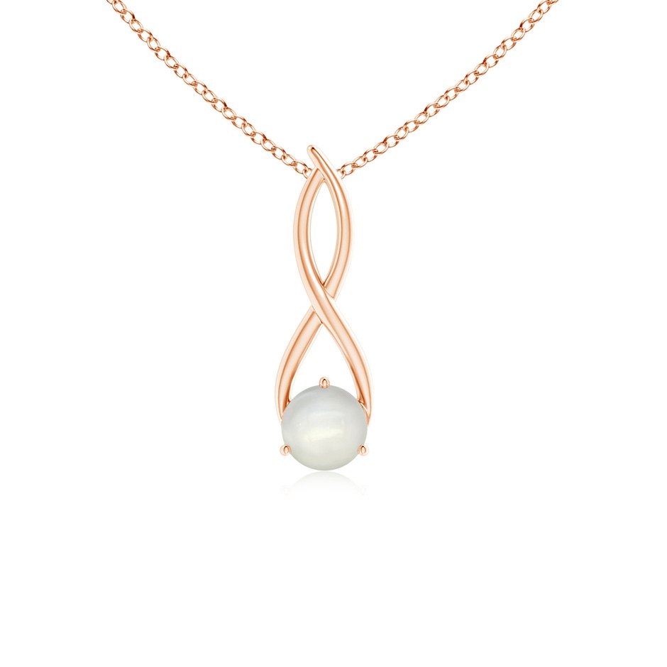 6mm AAAA Round Moonstone Infinity Twist Pendant in Rose Gold 