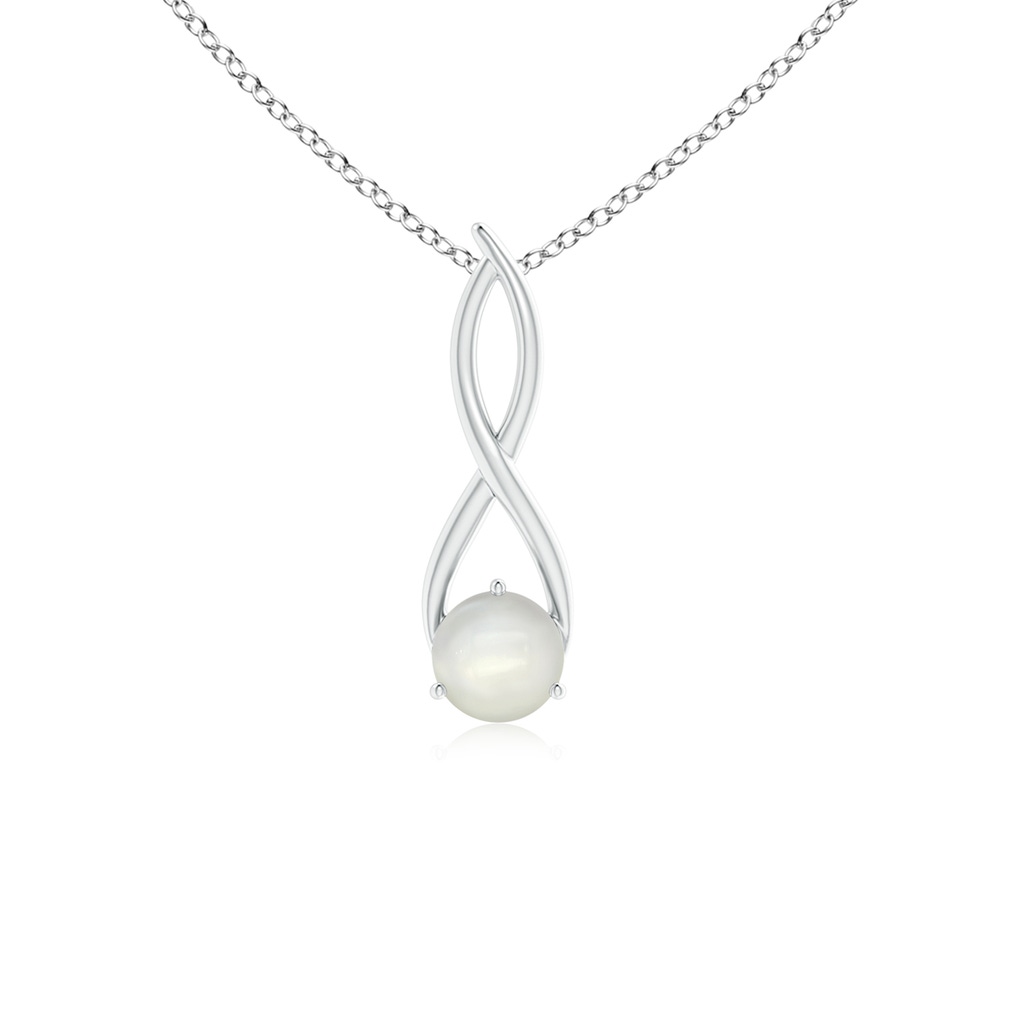 6mm AAAA Round Moonstone Infinity Twist Pendant in S999 Silver