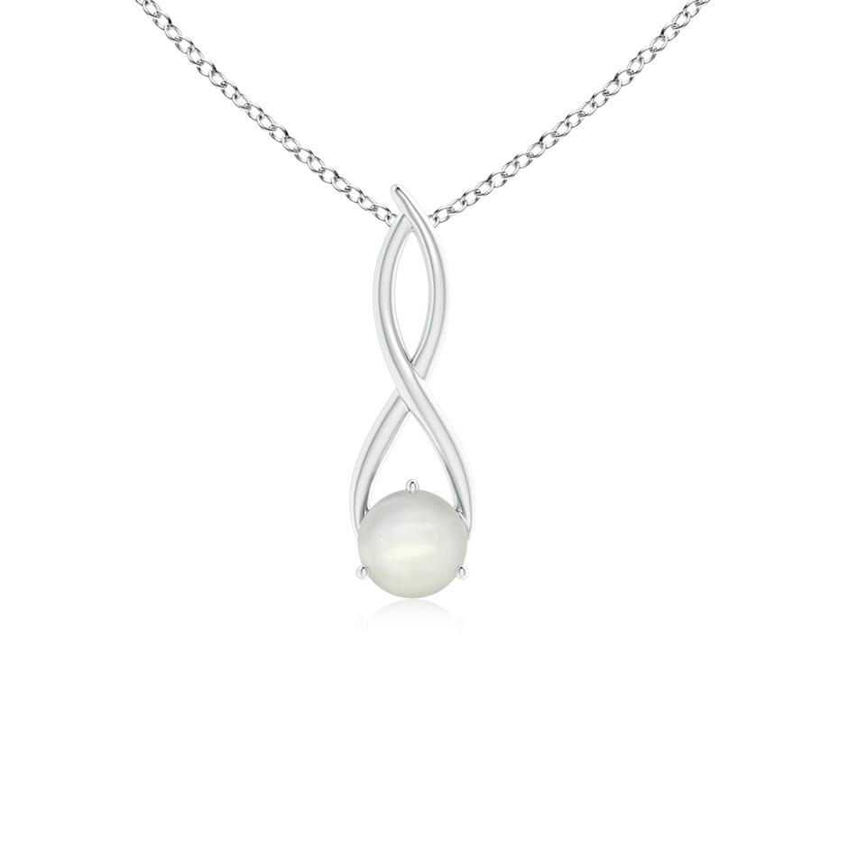 6mm AAAA Round Moonstone Infinity Twist Pendant in White Gold 