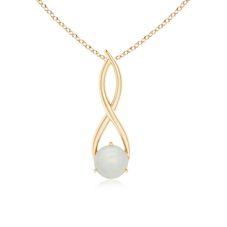 7mm A Round Moonstone Infinity Twist Pendant in Yellow Gold 