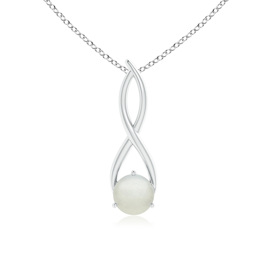 7mm AA Round Moonstone Infinity Twist Pendant in S999 Silver 