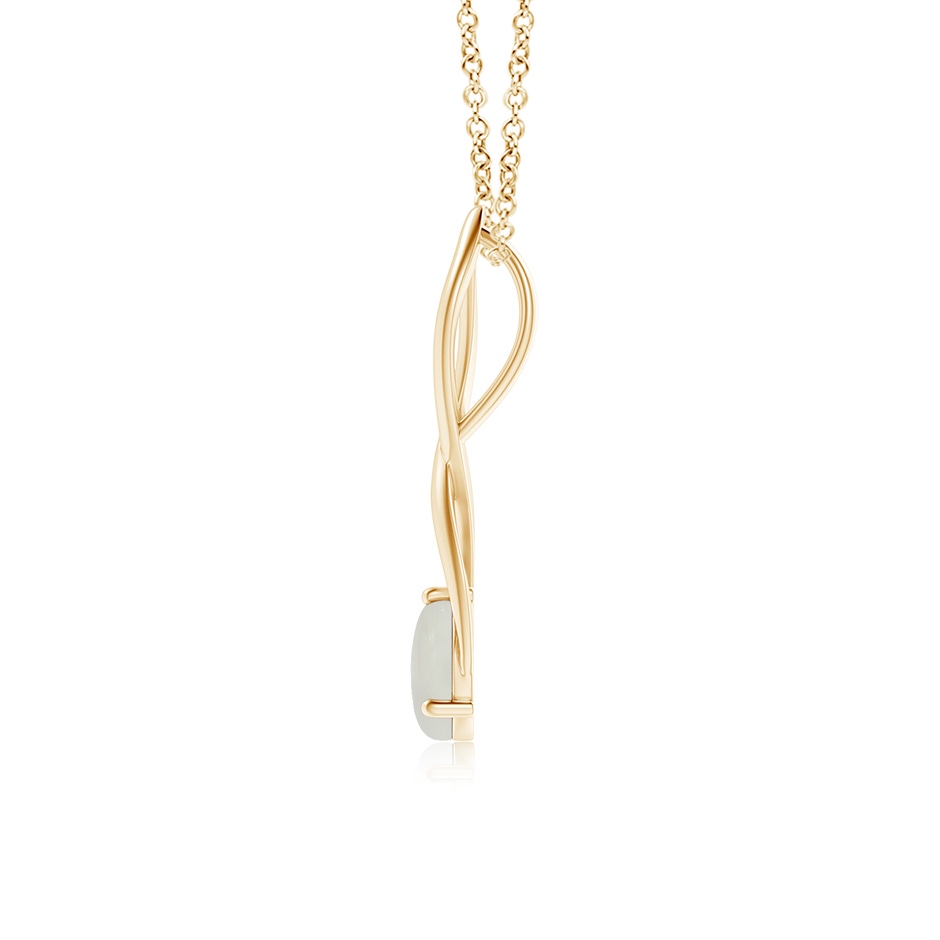 7mm AAA Round Moonstone Infinity Twist Pendant in Yellow Gold side 1