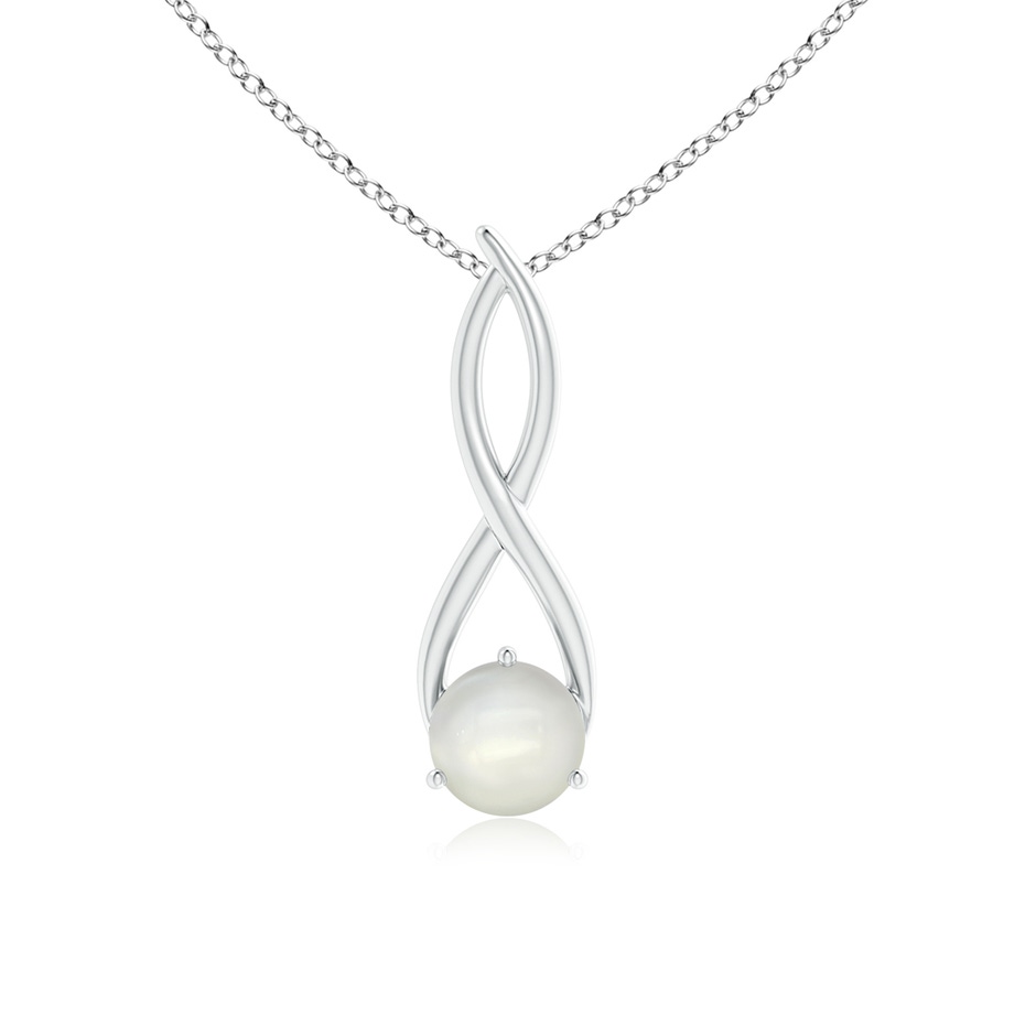 7mm AAAA Round Moonstone Infinity Twist Pendant in S999 Silver 