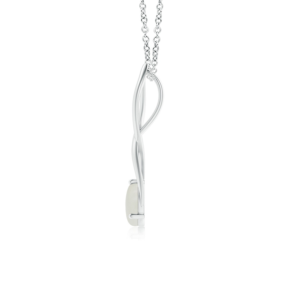 7mm AAAA Round Moonstone Infinity Twist Pendant in White Gold side 1