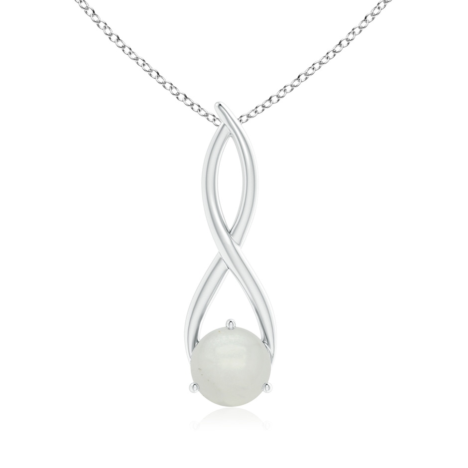 8mm A Round Moonstone Infinity Twist Pendant in White Gold 