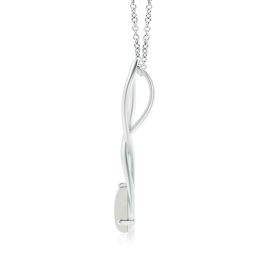 8mm A Round Moonstone Infinity Twist Pendant in White Gold side 1