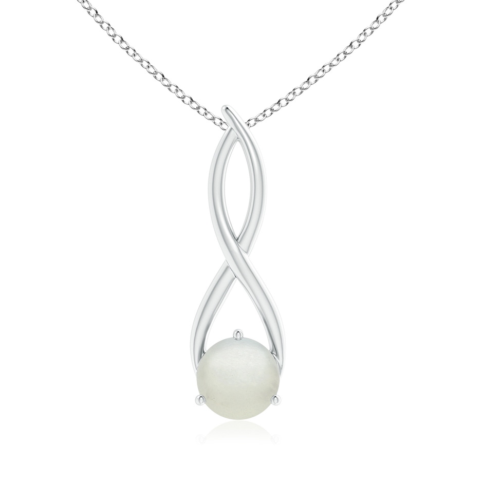 8mm AA Round Moonstone Infinity Twist Pendant in S999 Silver 