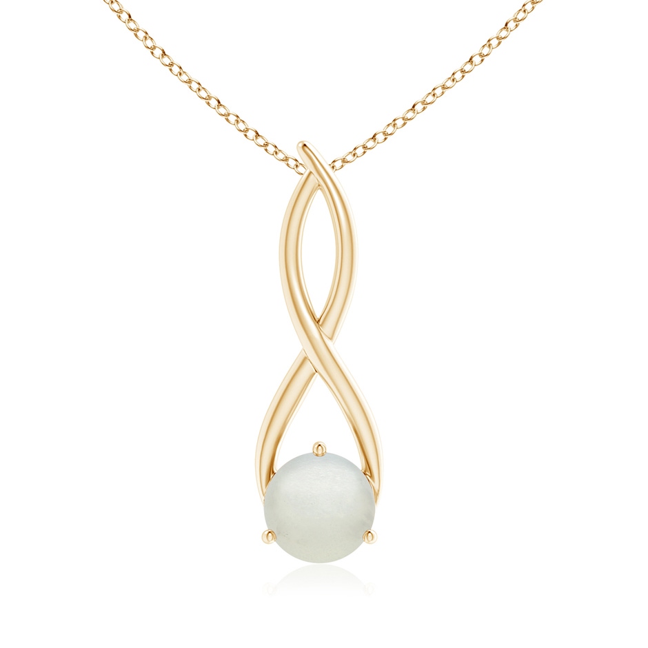 8mm AA Round Moonstone Infinity Twist Pendant in Yellow Gold 