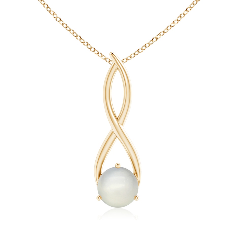 8mm AAA Round Moonstone Infinity Twist Pendant in Yellow Gold 