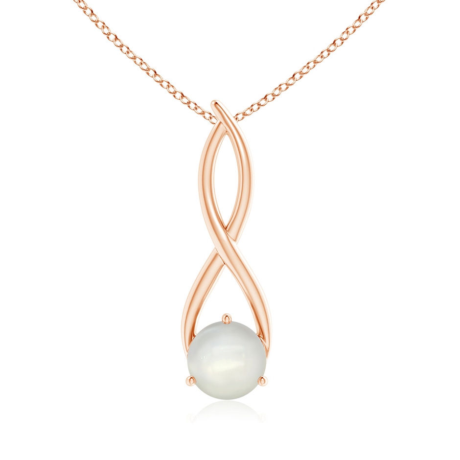 8mm AAAA Round Moonstone Infinity Twist Pendant in Rose Gold 