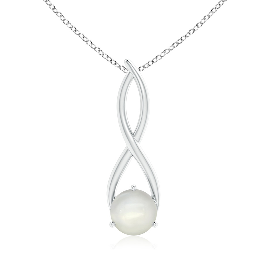 8mm AAAA Round Moonstone Infinity Twist Pendant in S999 Silver 