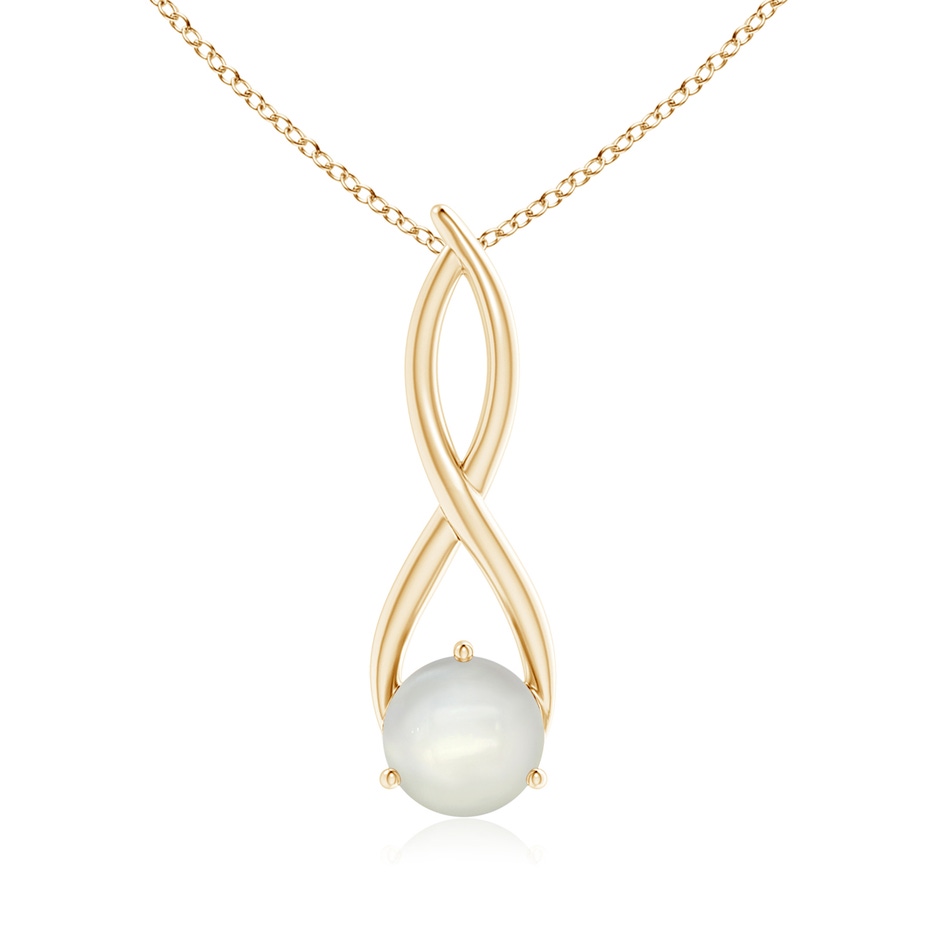 8mm AAAA Round Moonstone Infinity Twist Pendant in Yellow Gold 