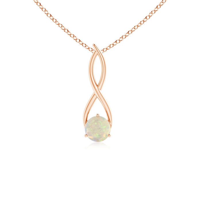 6mm AAA Round Opal Infinity Twist Pendant in Rose Gold 