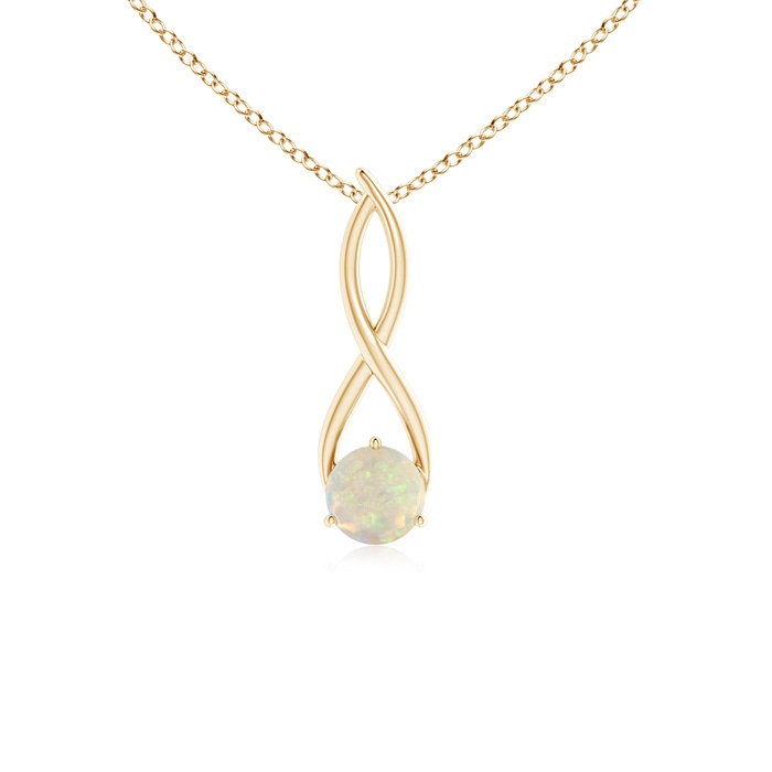 6mm AAA Round Opal Infinity Twist Pendant in Yellow Gold 