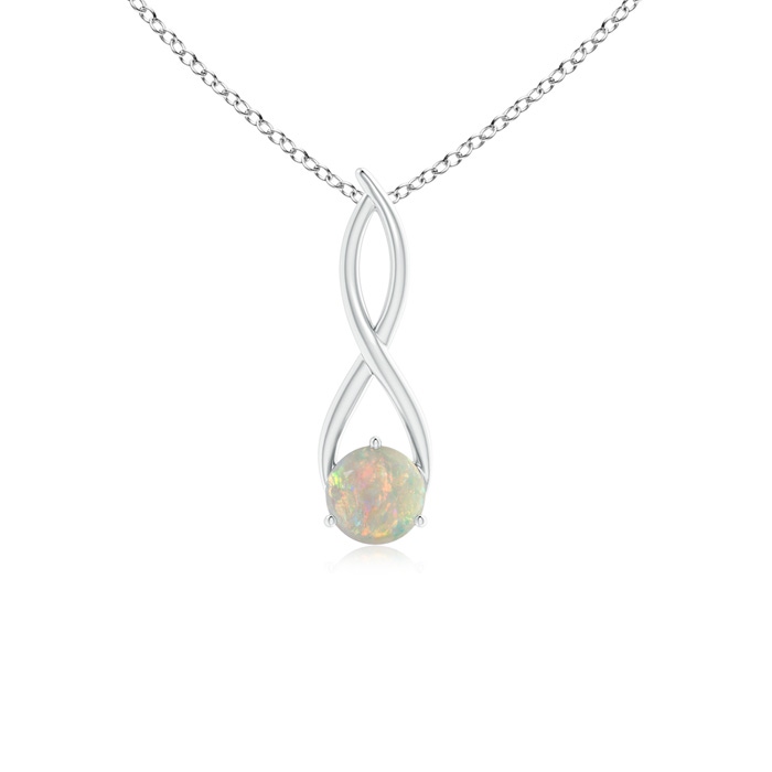 6mm AAAA Round Opal Infinity Twist Pendant in P950 Platinum 
