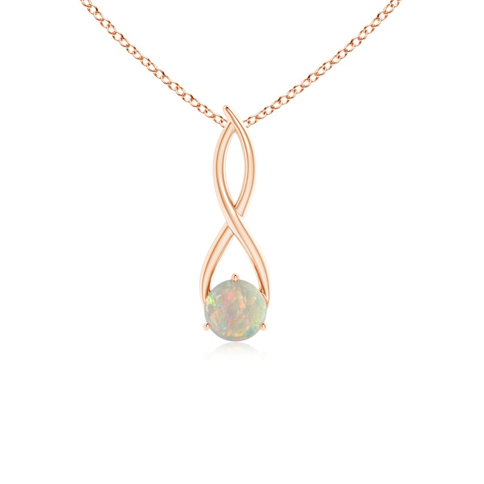 6mm AAAA Round Opal Infinity Twist Pendant in Rose Gold 