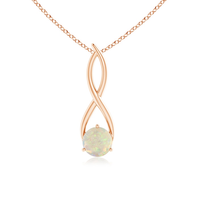 7mm AAA Round Opal Infinity Twist Pendant in Rose Gold 