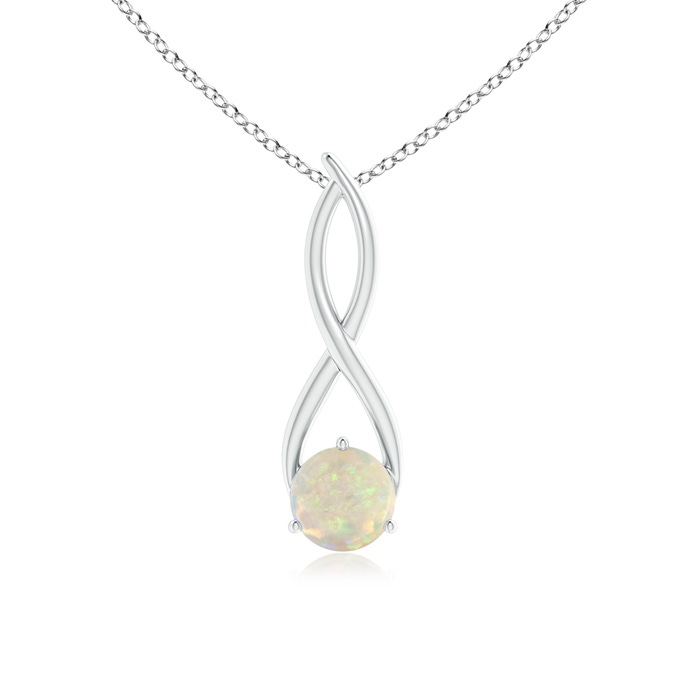 7mm AAA Round Opal Infinity Twist Pendant in S999 Silver 
