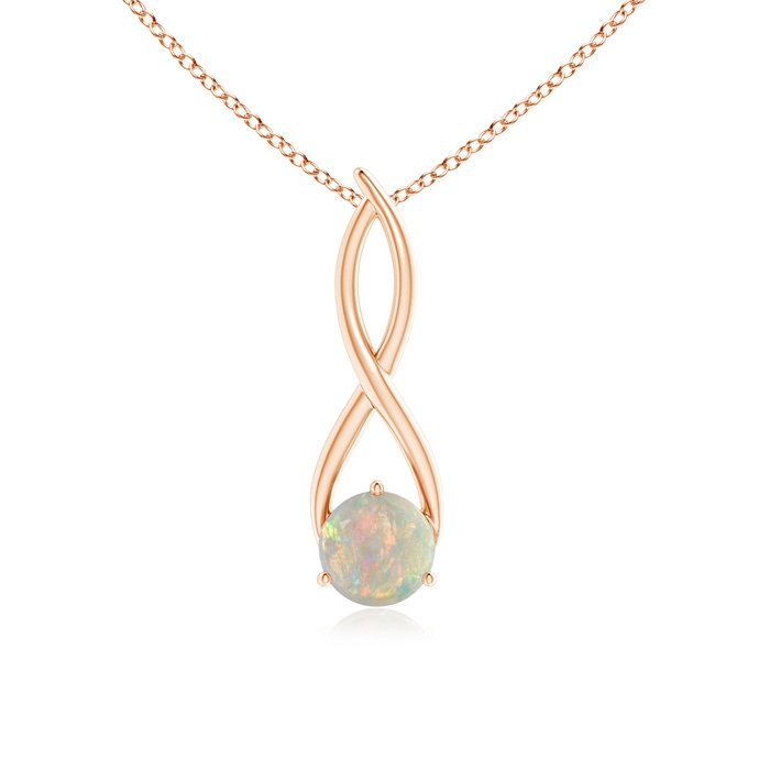 7mm AAAA Round Opal Infinity Twist Pendant in Rose Gold 