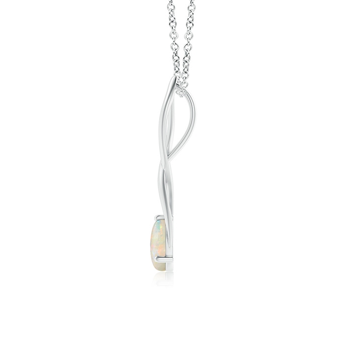7mm AAAA Round Opal Infinity Twist Pendant in White Gold product image