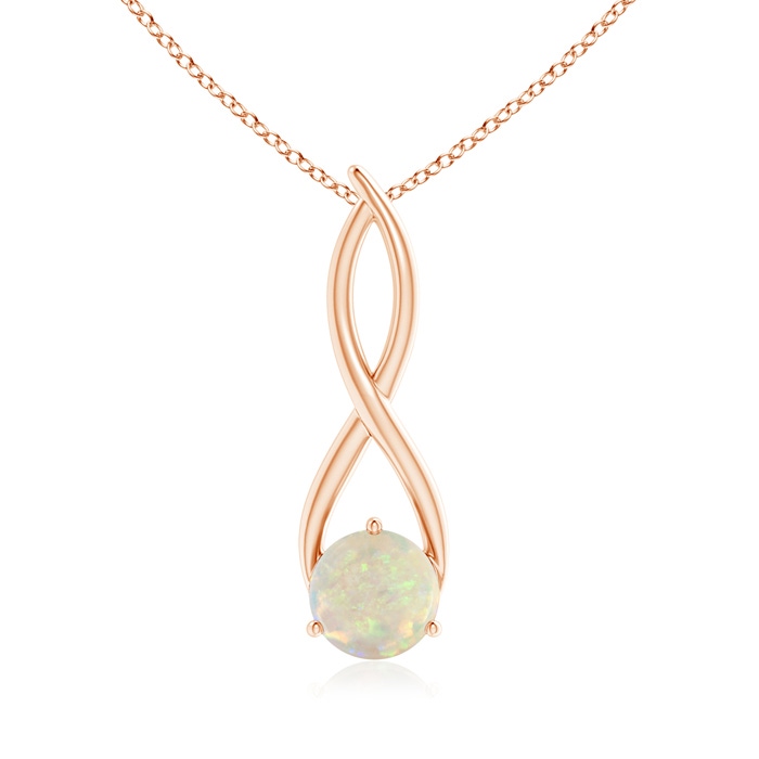 8mm AAA Round Opal Infinity Twist Pendant in Rose Gold 