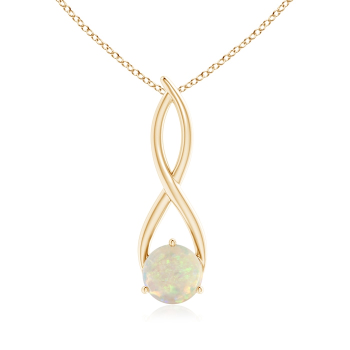 8mm AAA Round Opal Infinity Twist Pendant in Yellow Gold 