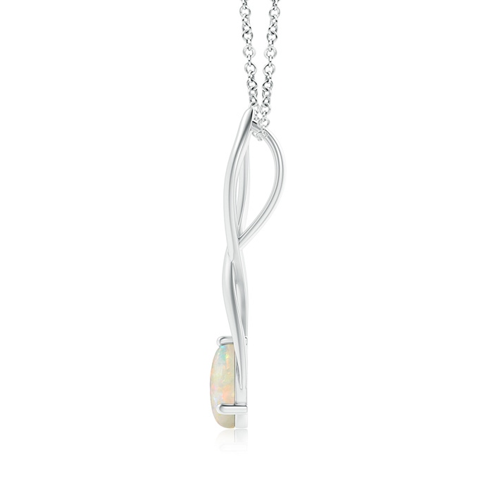 8mm AAAA Round Opal Infinity Twist Pendant in White Gold Product Image
