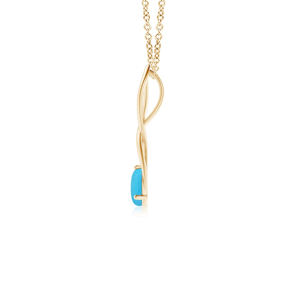 6mm A Round Turquoise Infinity Twist Pendant in Yellow Gold side 1