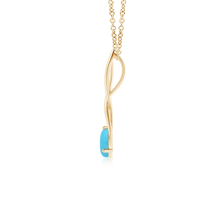 6mm AA Round Turquoise Infinity Twist Pendant in Yellow Gold side 1