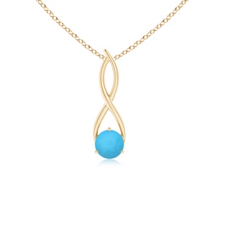 6mm AAA Round Turquoise Infinity Twist Pendant in Yellow Gold