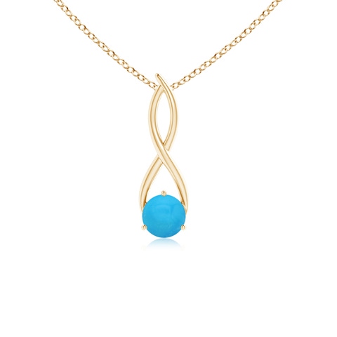 6mm AAAA Round Turquoise Infinity Twist Pendant in Yellow Gold