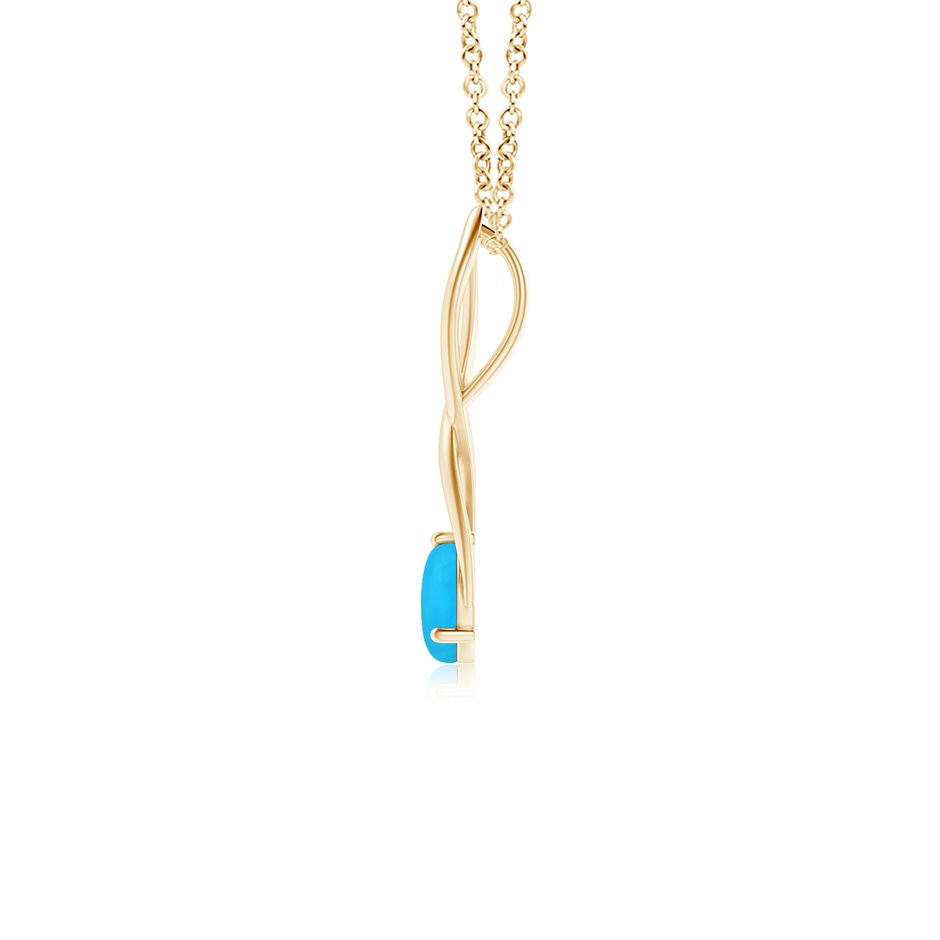 6mm AAAA Round Turquoise Infinity Twist Pendant in Yellow Gold side 1