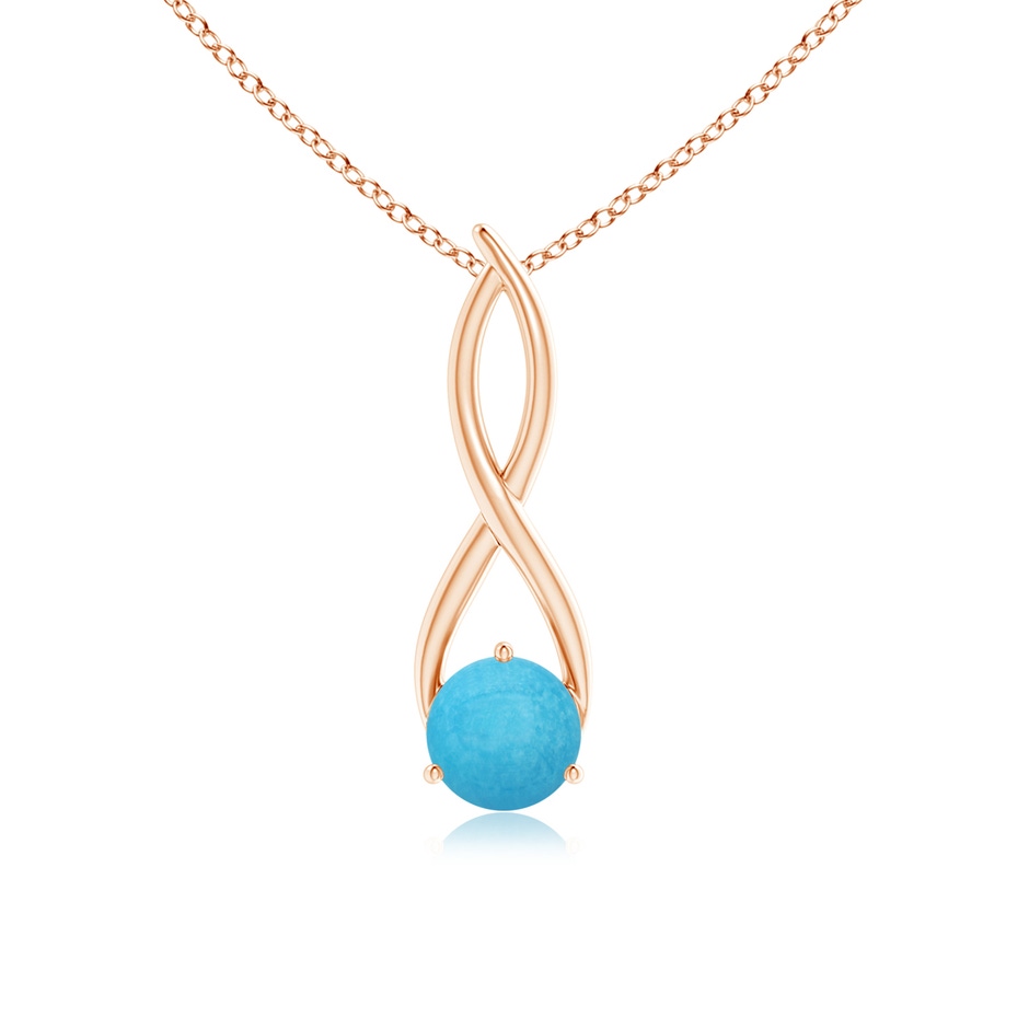 7mm A Round Turquoise Infinity Twist Pendant in Rose Gold 