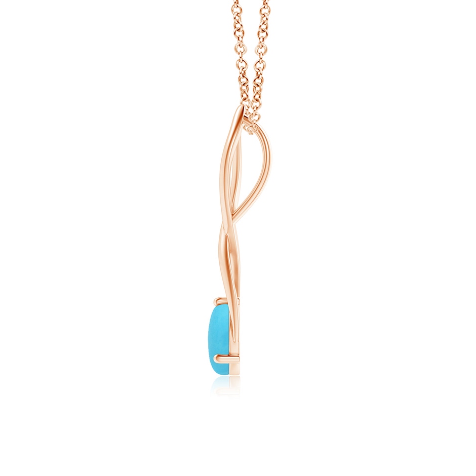 7mm AA Round Turquoise Infinity Twist Pendant in Rose Gold side 1