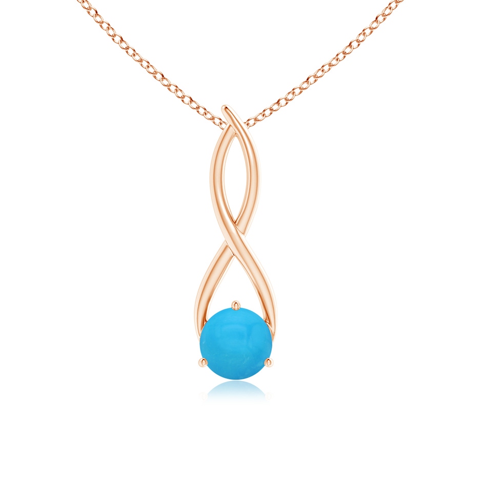 7mm AAAA Round Turquoise Infinity Twist Pendant in Rose Gold 