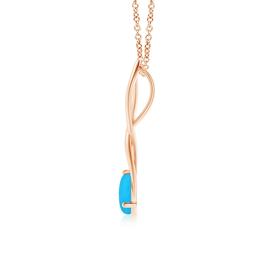 7mm AAAA Round Turquoise Infinity Twist Pendant in Rose Gold side 1