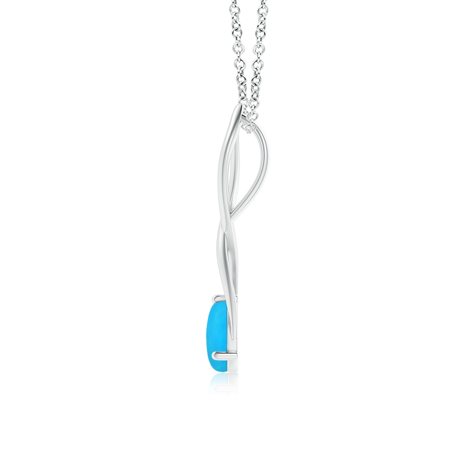 7mm AAAA Round Turquoise Infinity Twist Pendant in S999 Silver side 1