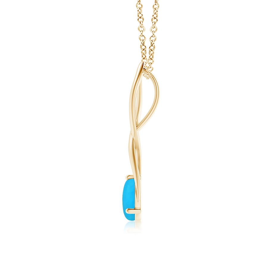 7mm AAAA Round Turquoise Infinity Twist Pendant in Yellow Gold side 1