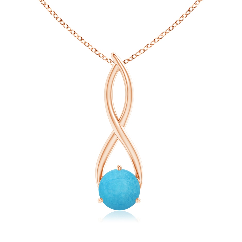 8mm A Round Turquoise Infinity Twist Pendant in Rose Gold 