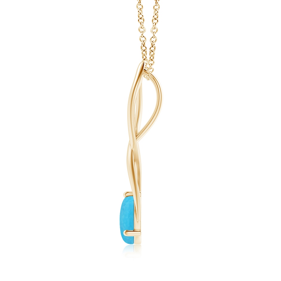 8mm A Round Turquoise Infinity Twist Pendant in Yellow Gold side 1