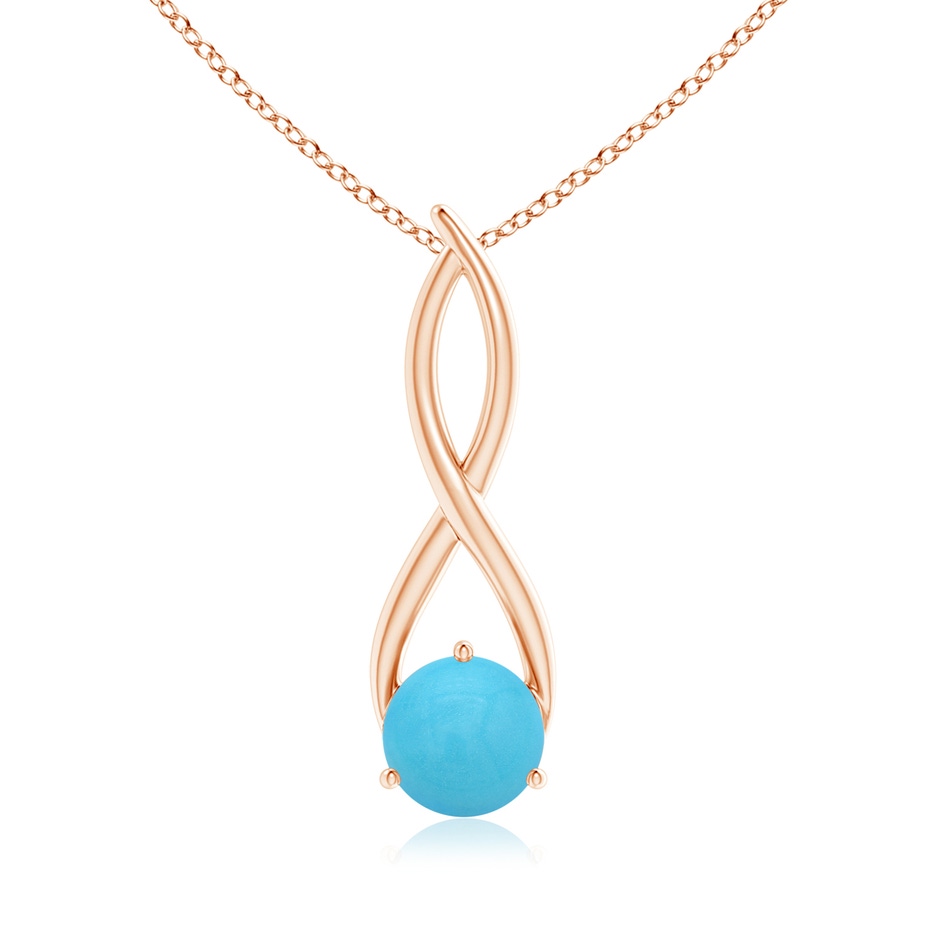 8mm AA Round Turquoise Infinity Twist Pendant in Rose Gold 