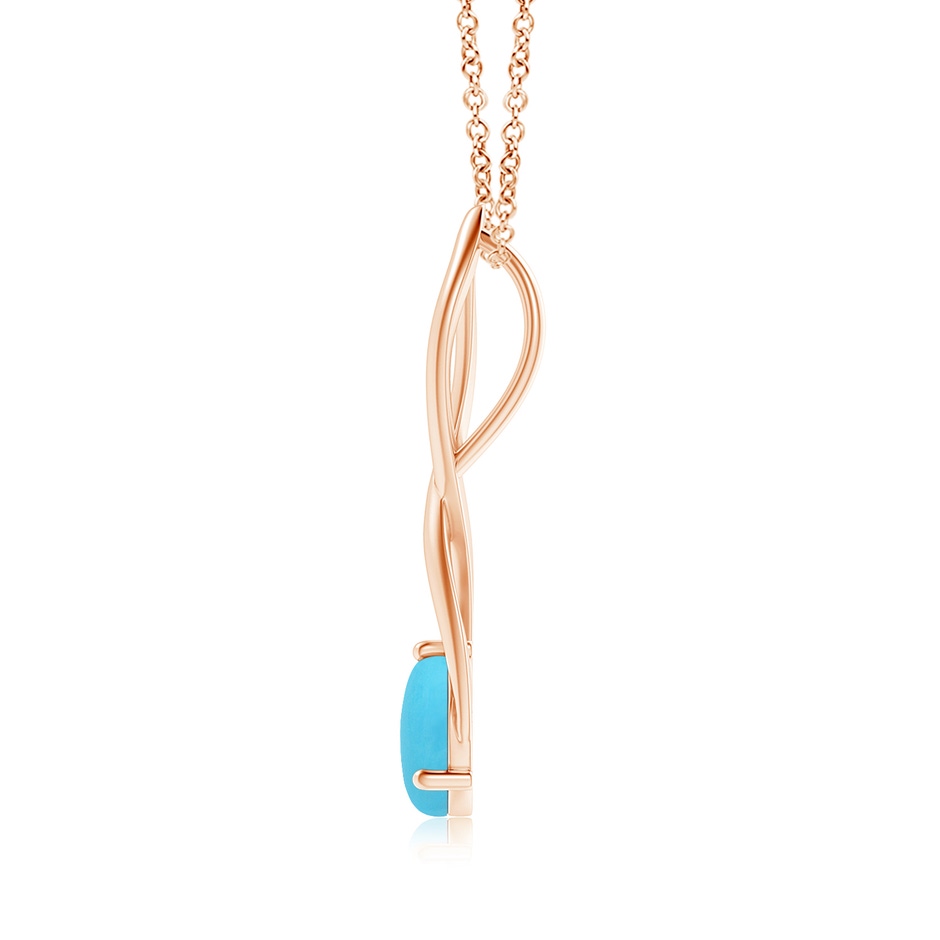 8mm AA Round Turquoise Infinity Twist Pendant in Rose Gold side 1