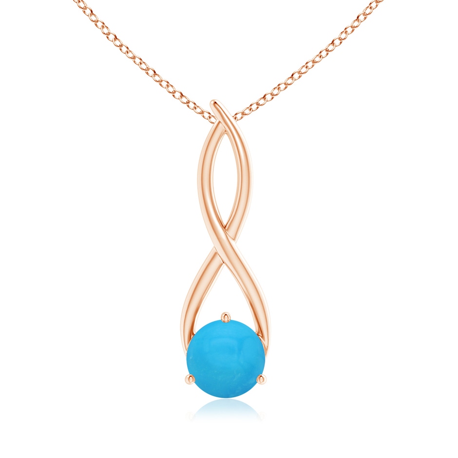 8mm AAAA Round Turquoise Infinity Twist Pendant in Rose Gold 