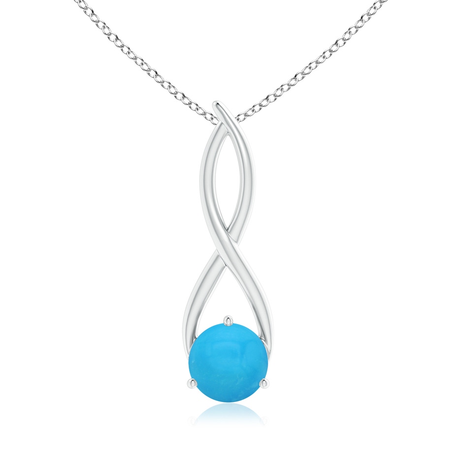 8mm AAAA Round Turquoise Infinity Twist Pendant in S999 Silver 